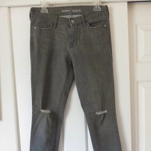 Old Navy Rockstar Stretchy Skinny Jeans - Distressed Grey, Size 6
